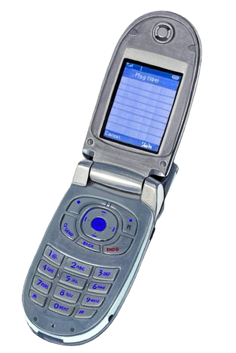 transparent image of a silver flip and a blue screen that reads 'MSG(104)